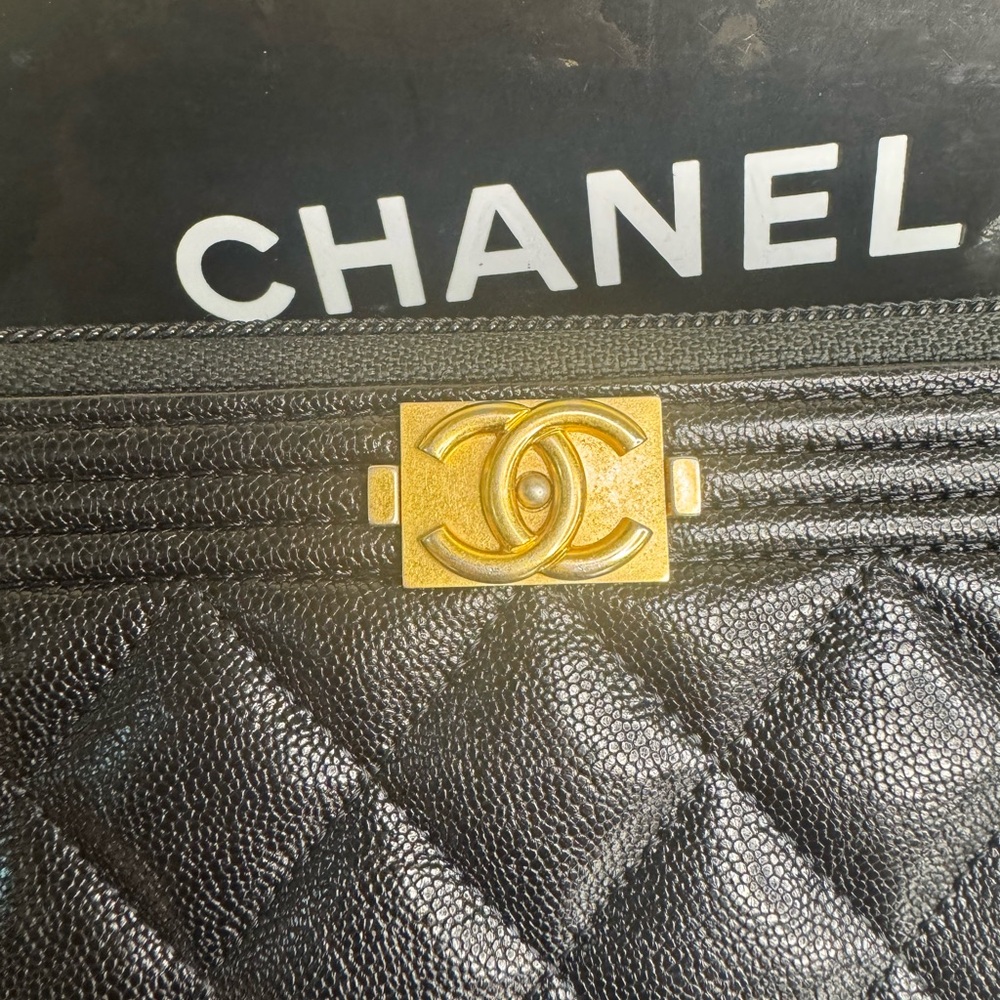 CHANEL Black Quilted Caviar Leather Boy Long Zipped Wallet - Picture 7 of 13